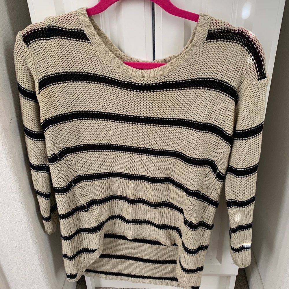 High low striped sweater